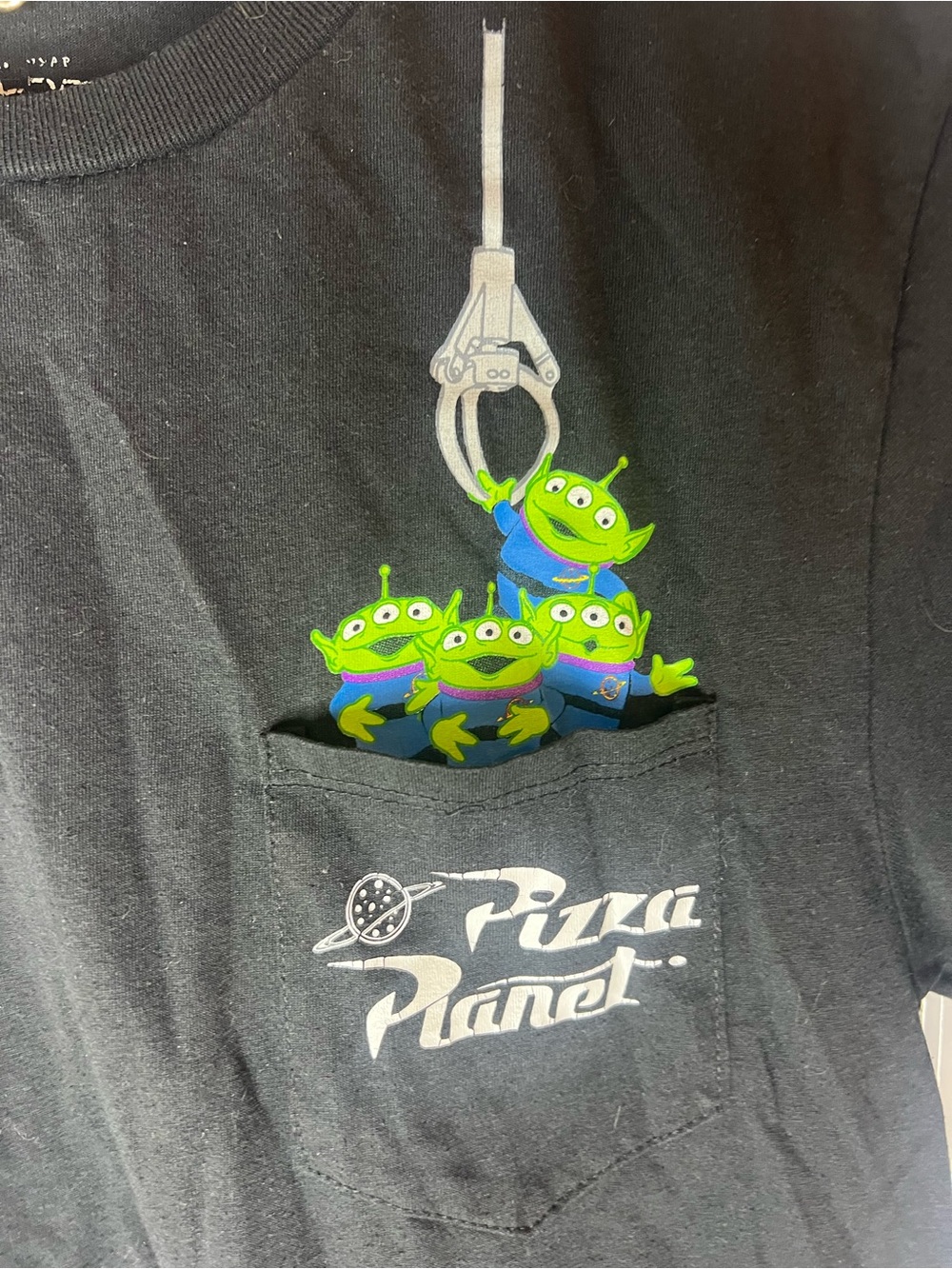 Pizza Planet Pocket Tee Black Size Small Pixar Disney T-shirt